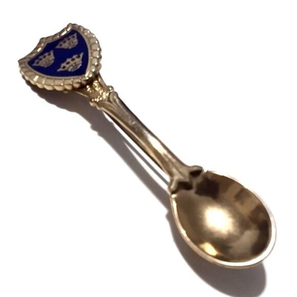 Vintage Three Crown Enamel Spoon Pin Brooch - Picture 5 of 6